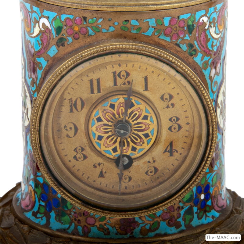 French Champleve Enamel Clock Set - Image 3