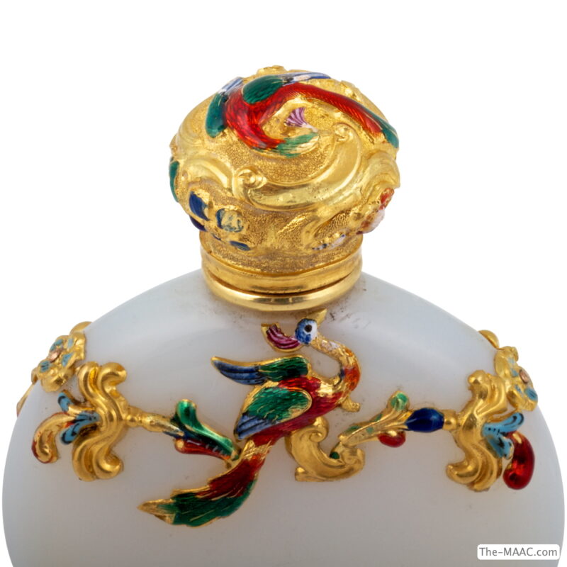 Opaline Glass, Gold, and Enamel Scent Bottle - Image 2