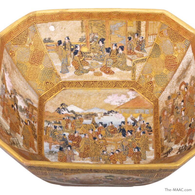Japanese Satsuma Octagonal Bowl Signed - Image 2