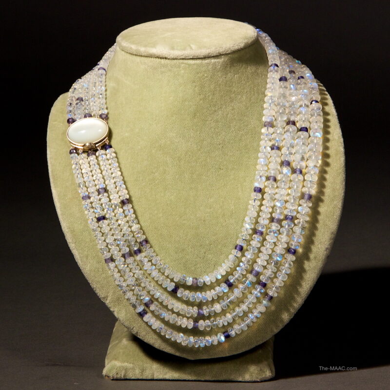 Moonstone and Sapphire Bead Necklace