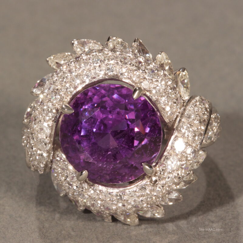 Unheated Purple Sapphire and Diamond Ring - Image 2