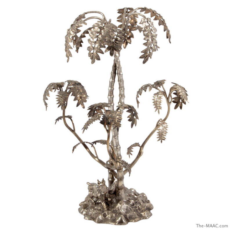 Antique Silver Plate Palm Tree Centerpiece
