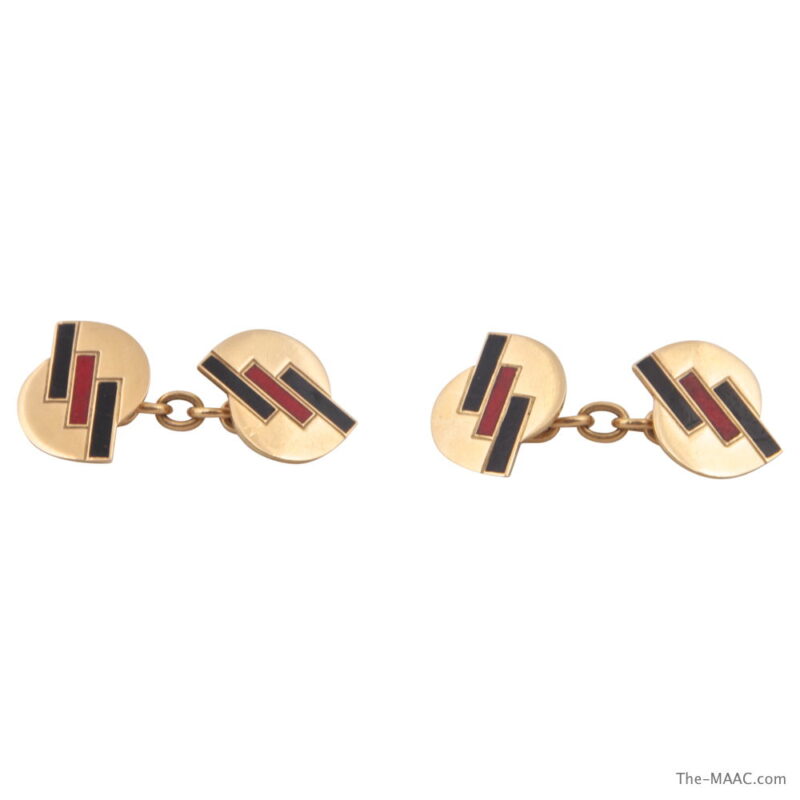 Art Deco Gold and Enamel Cufflinks
