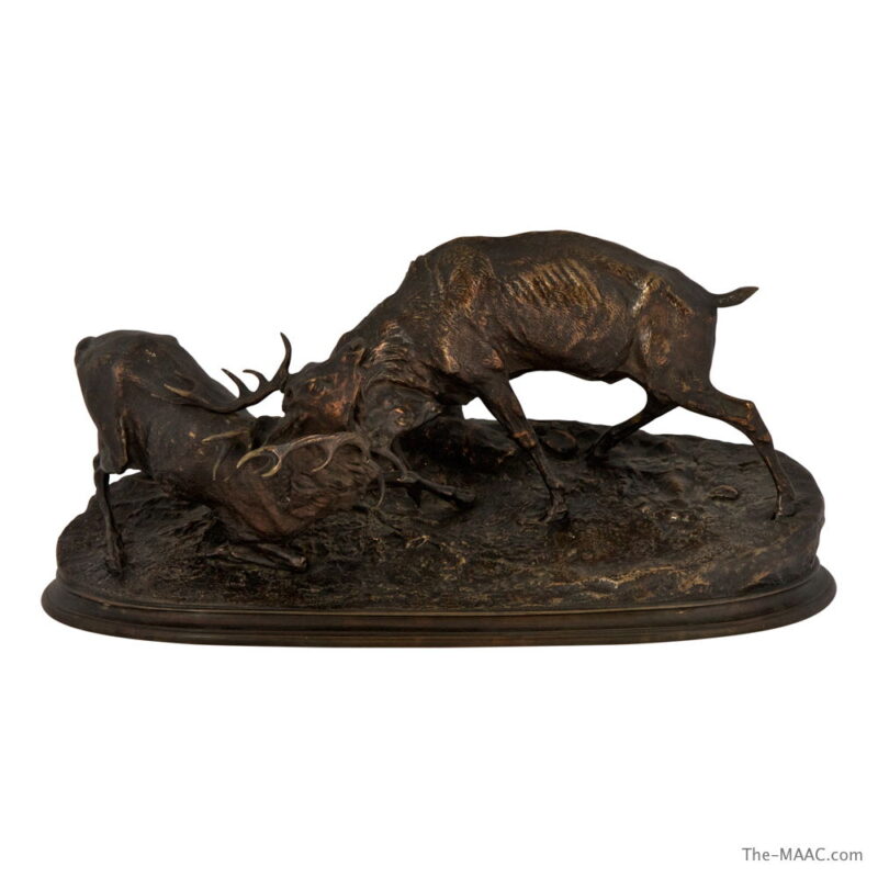 Bronze Group of Fighting Stags