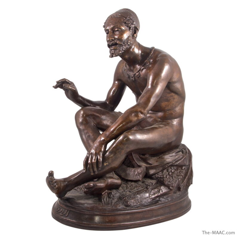 Bronze Sculpture of Seated Man by Charles Ponsin-Andarahy