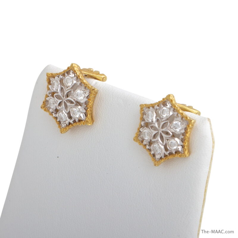 Buccellati Two Tone Gold and Diamond Earrings