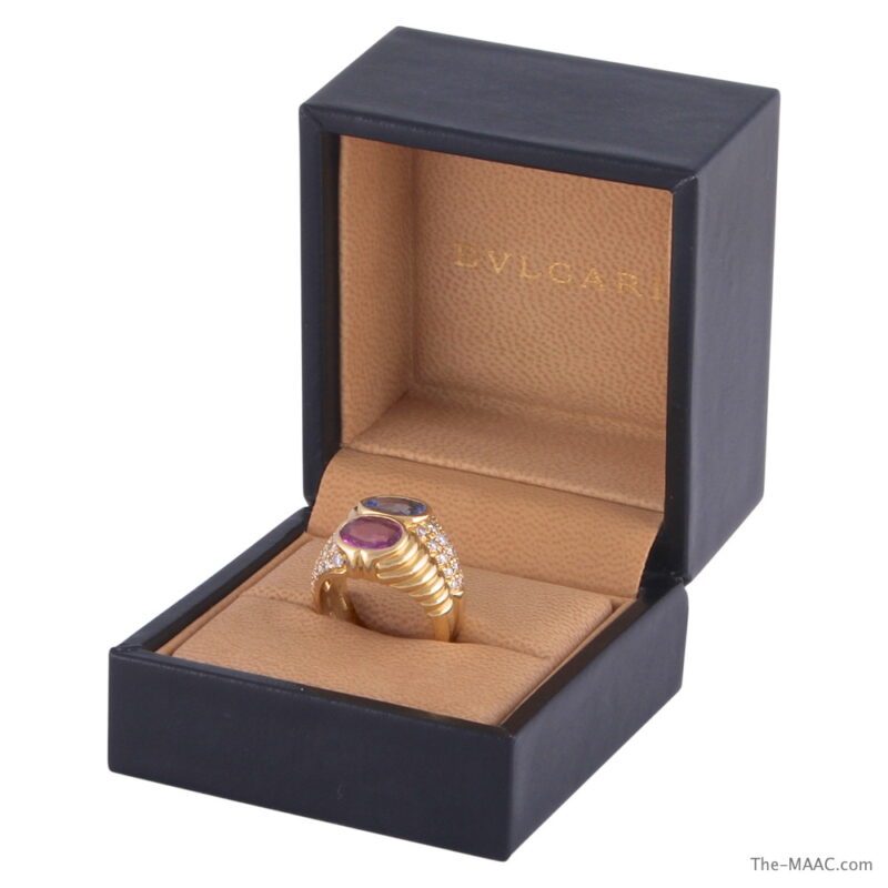 Bulgari Blue and Pink Sapphire and Diamond Ring
