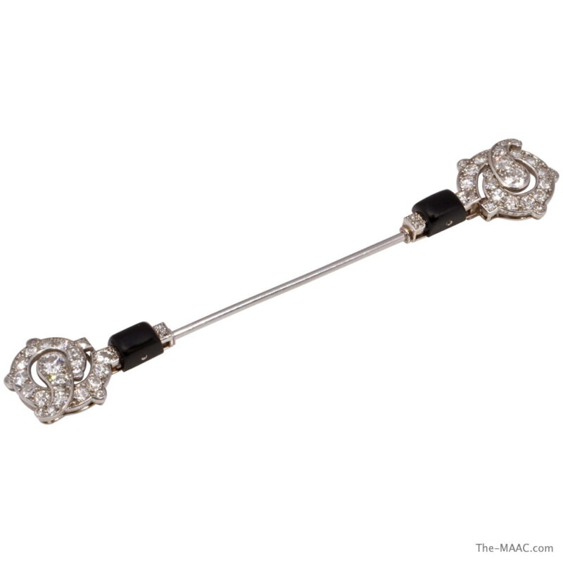 Cartier Art Deco Diamond and Onyx Brooch