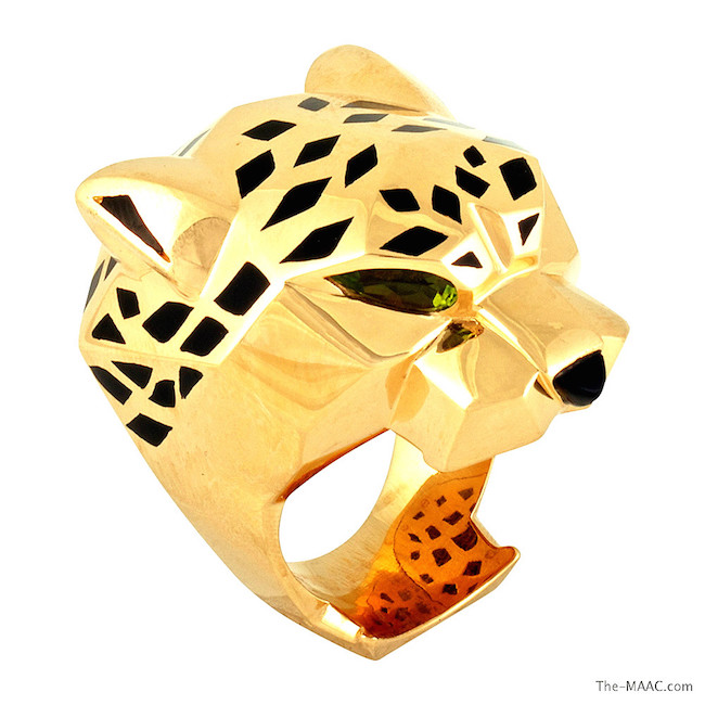 Cartier Panthere ring, 18K yellow gold, tsavorites, onyx and enamel, France, 2010.