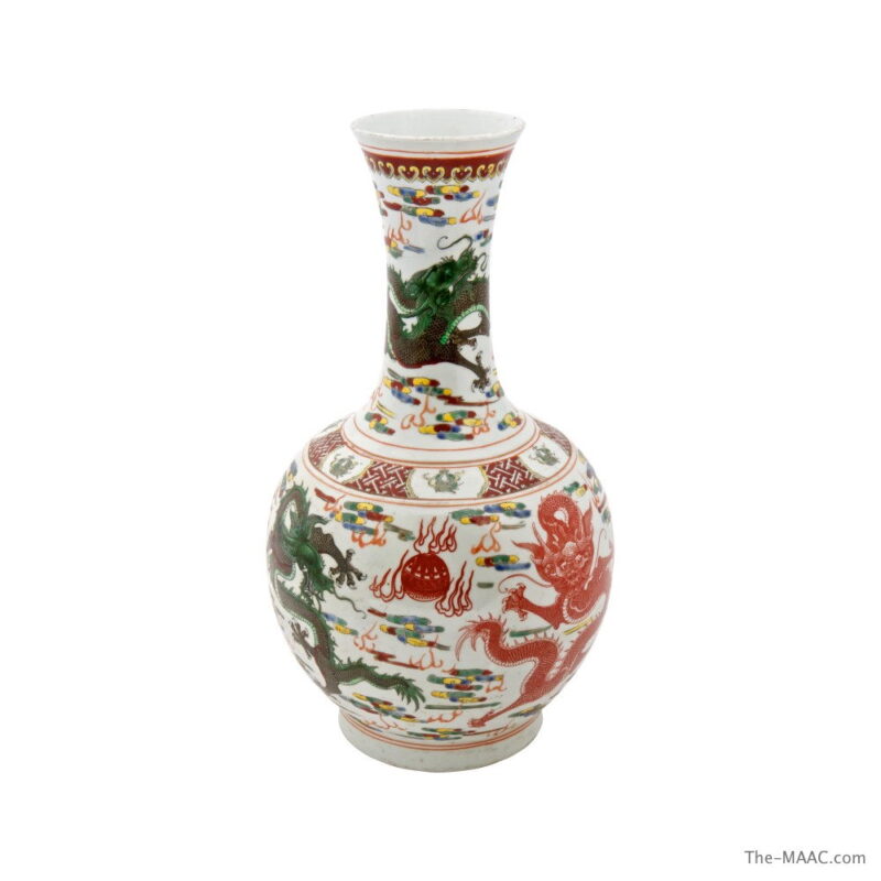 Chinese Porcelain Famille Verte Dragon Vase