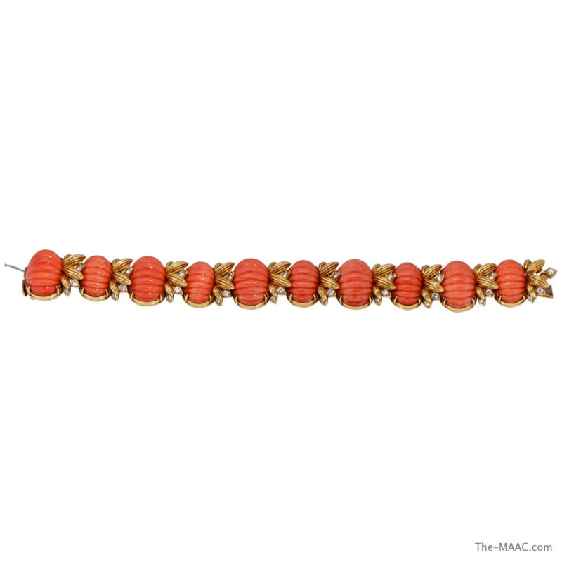 Coral and Diamond Bracelet