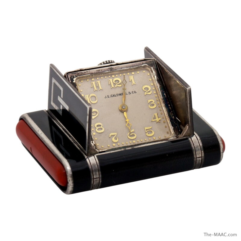 Enamel and Silver Deco Clock