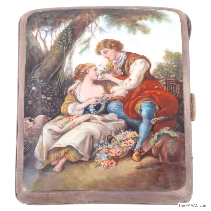 Enamel on Silver Vintage Cigarette Case