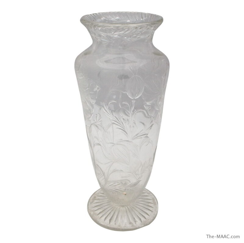 Engraved Cut Glass Vase