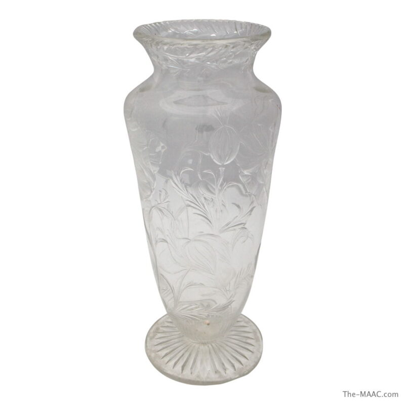 Engraved Cut Glass Vase