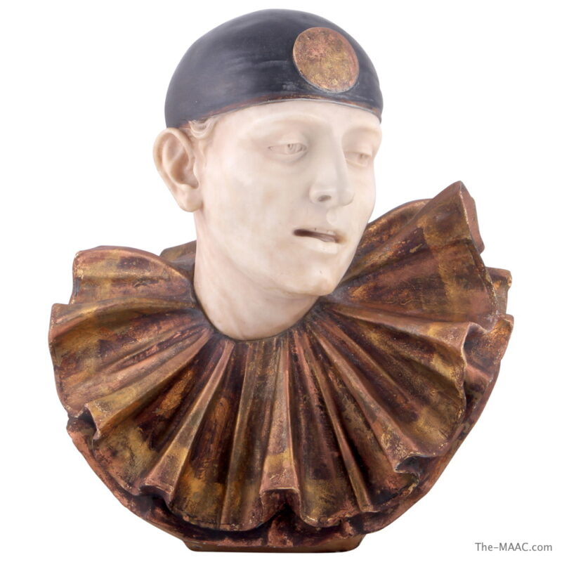 Fine Art Deco Alabaster Bust of a Harlequin