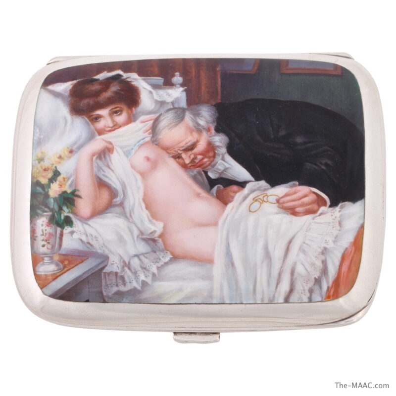 Fine Erotic Silver and Enamel Cigarette Case