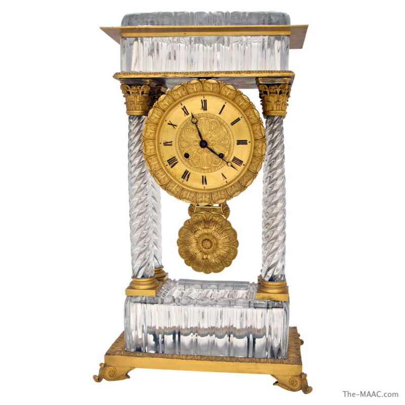 French Crystal and Gilt Bronze Clock