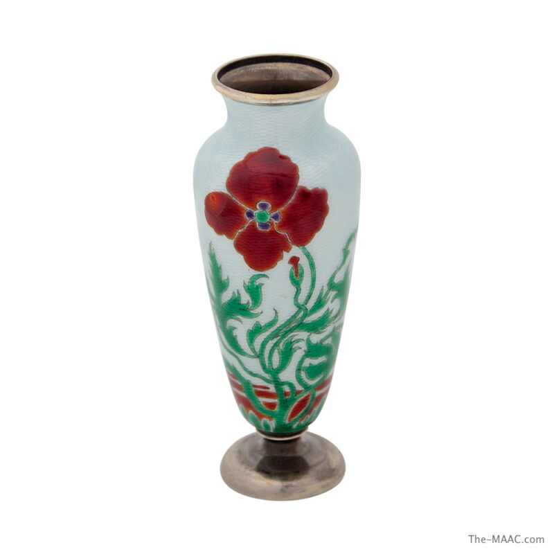 French Silver and Enamel Vase