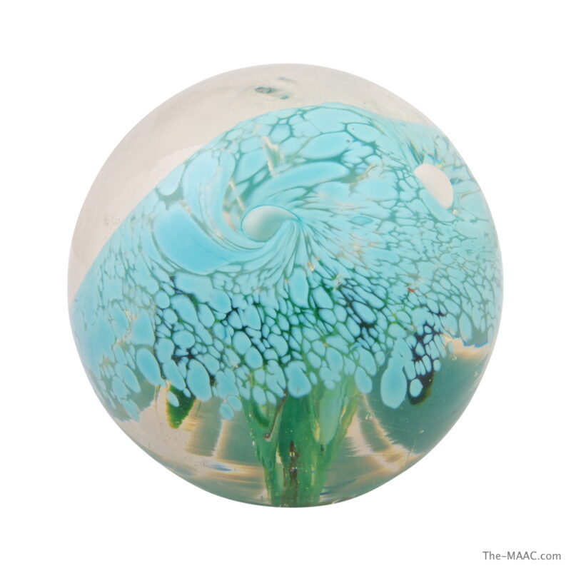 Glass Paperweight with Floral Anemone