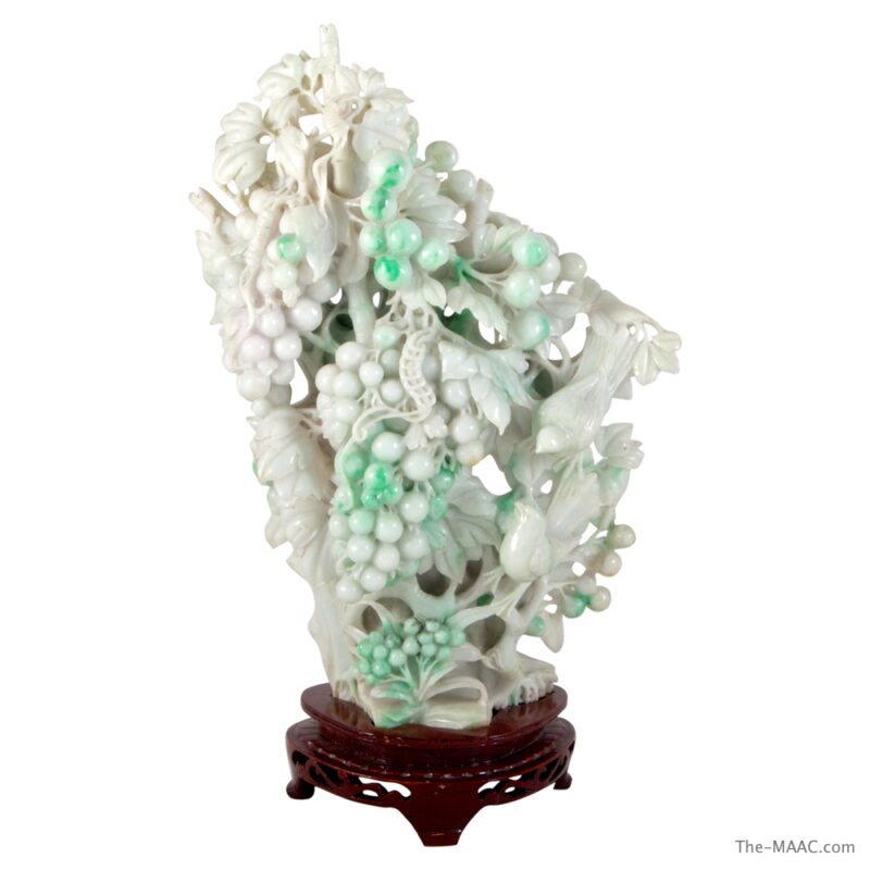 Jadeite Statue with Birds and Grapes