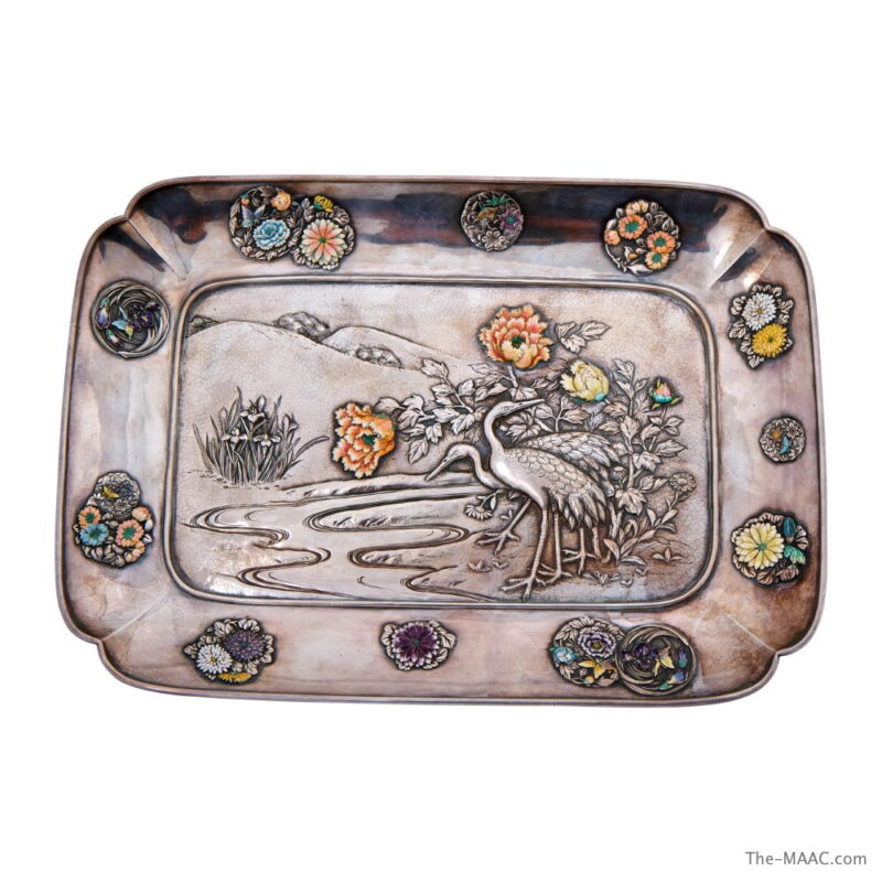 Japanese Silver & Enamel Tray