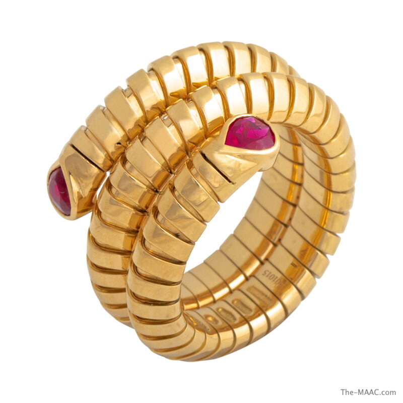 Marina B Flexible Snake Ring,18K Gold and Rubies