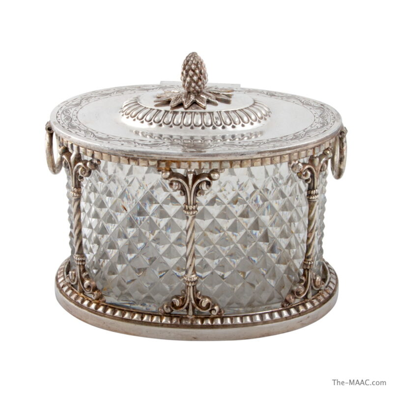 Oval Pairpoint Crystal Box with Quadruple Silver Plated Frame