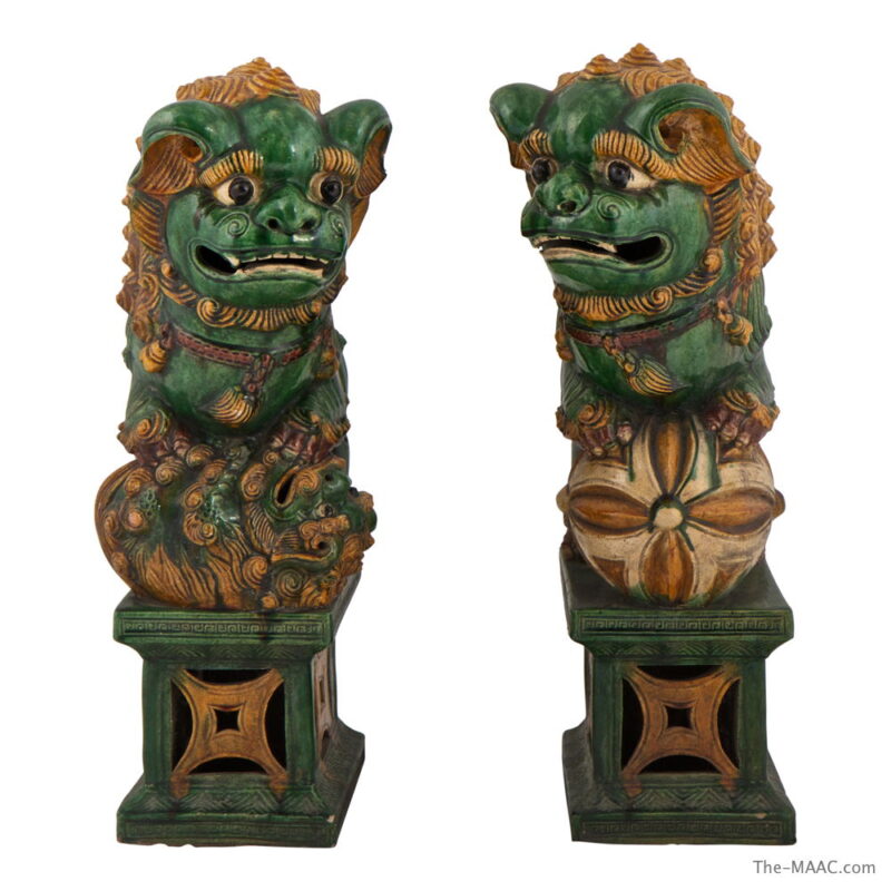 Pair of Chinese Ceramic Foo Dogs