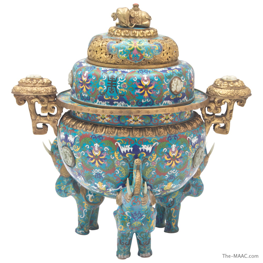 Pair of Chinese Cloisonne Incense Burners Manhattan Art and Antiques Center