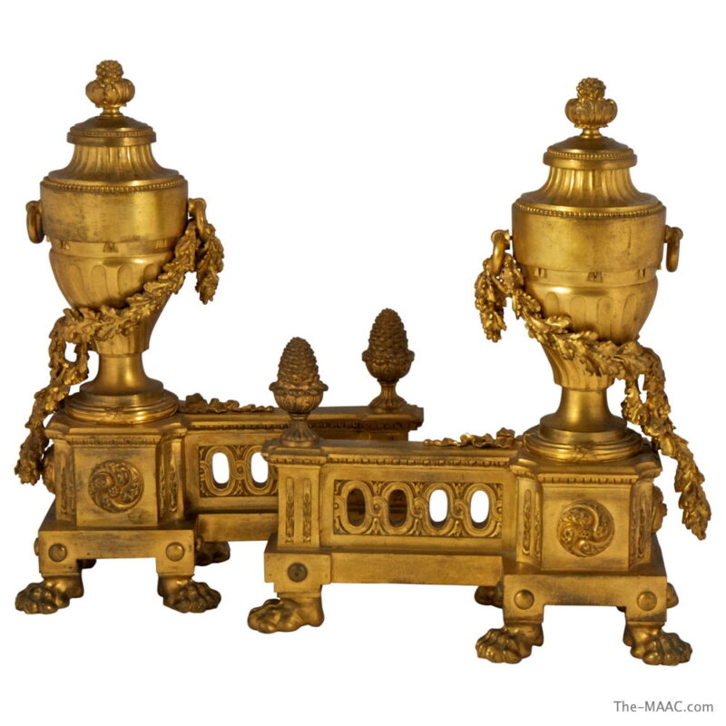 Pair of French Gilt Bronze Chenets