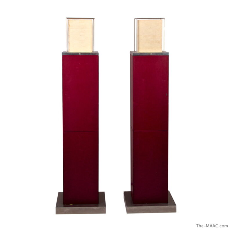 Pair of French Steel and Leather Floor Lamps