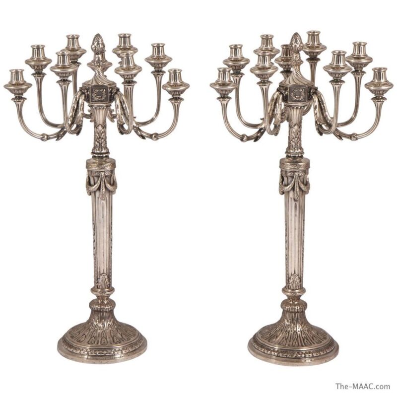 Pair of Massive Silver Candelabra