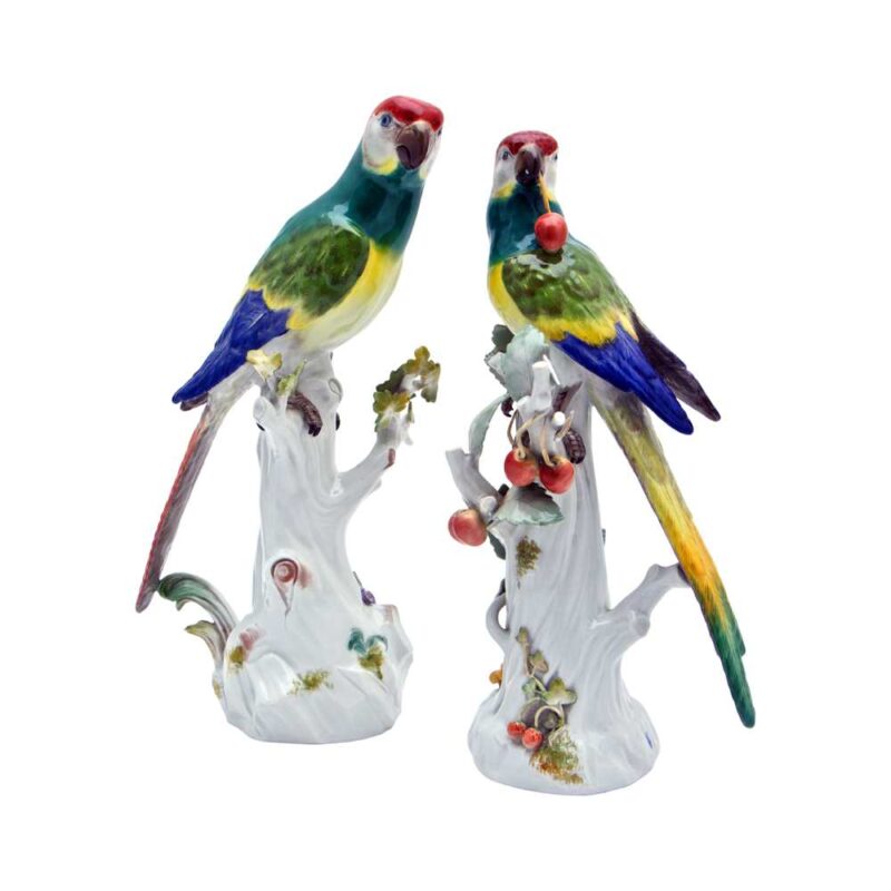 Pair of Meissen Parrots