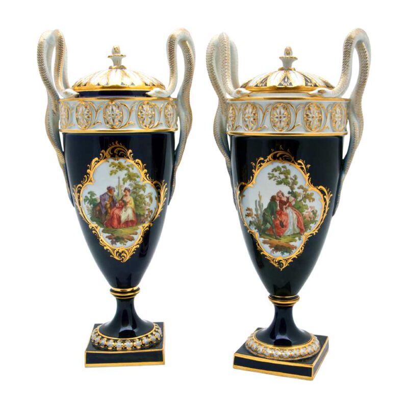Pair of Meissen Vases and Covers