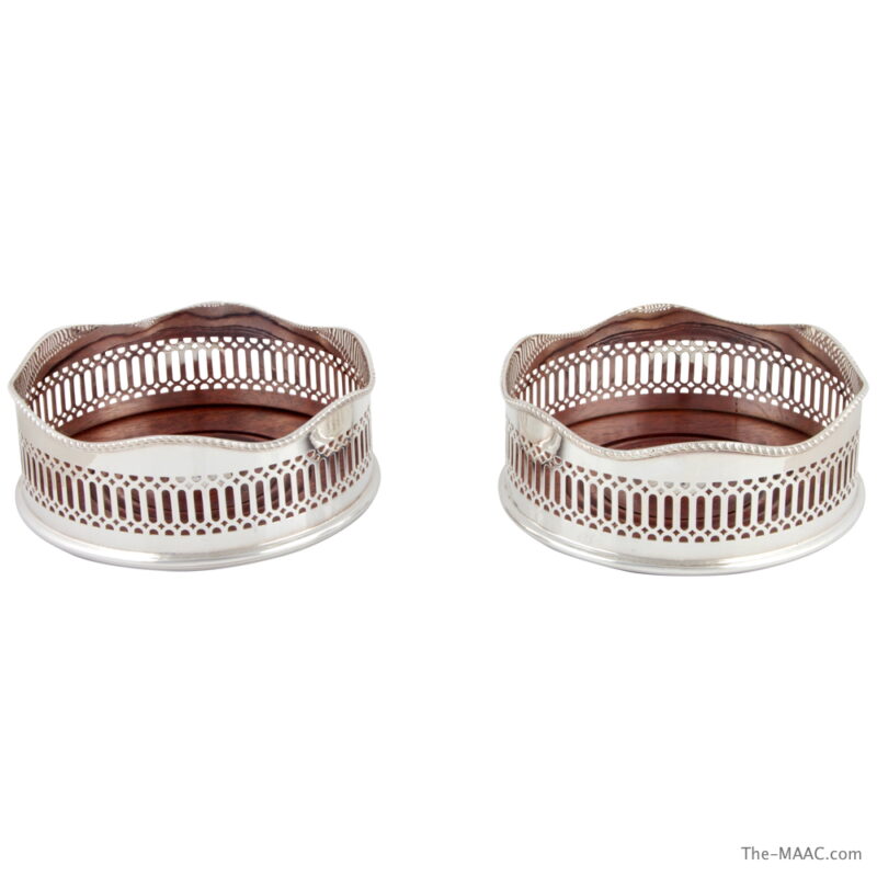 Pair of Sterling Silver Wine Coasters