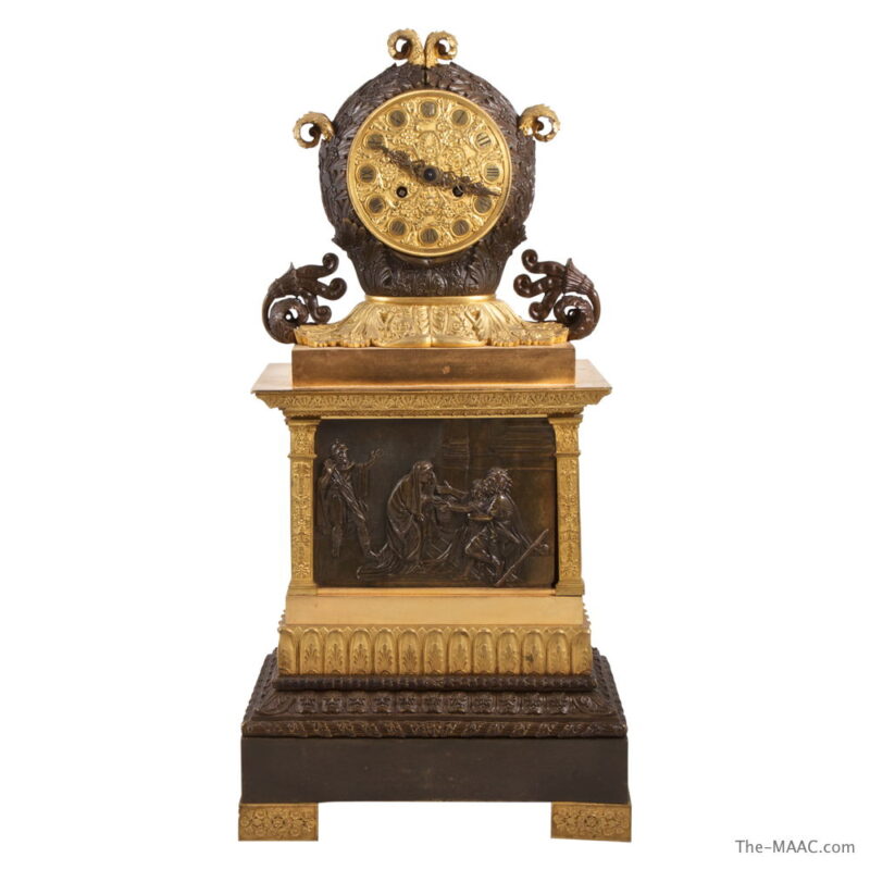 Patinated & Gilt Bronze Empire Clock