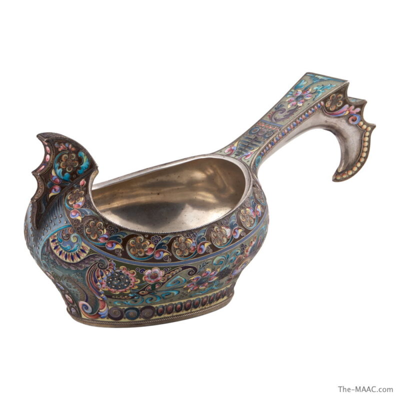 Russian Silver and Enamel Kovsh