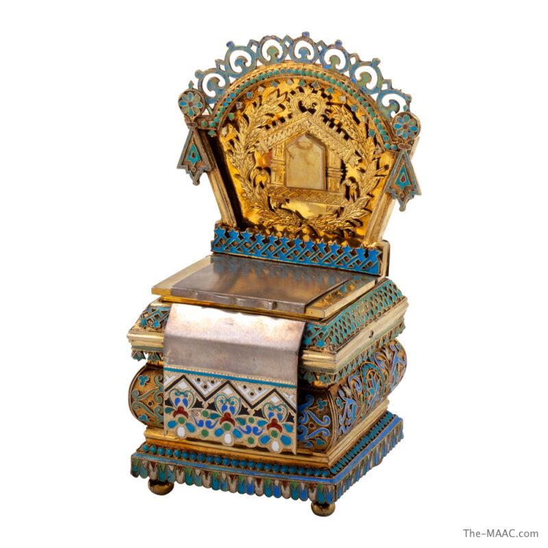 Russian Silver Gilt and Cloisonne Emamel Salt Chair