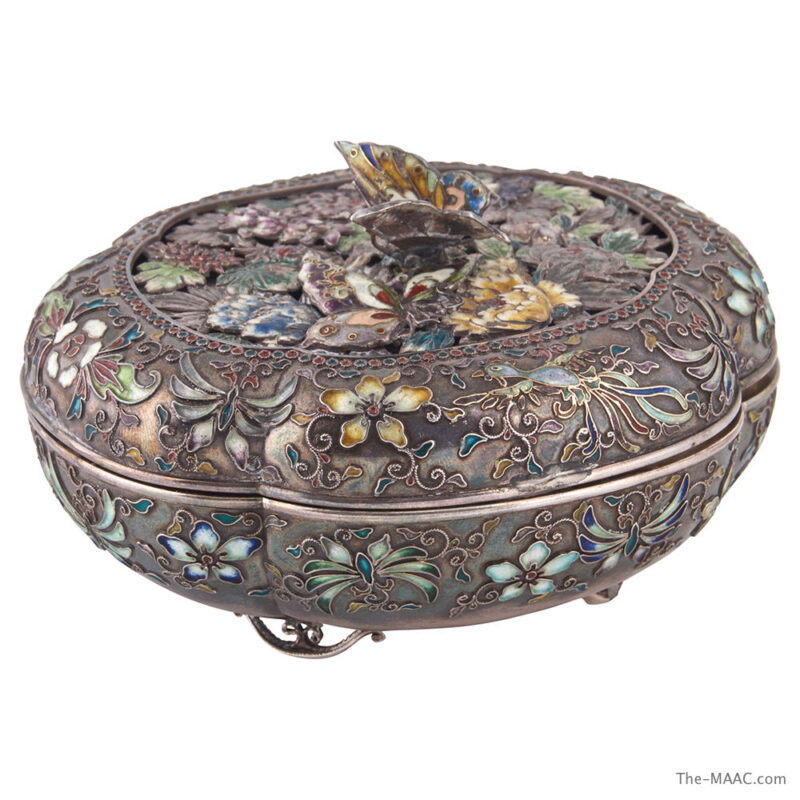 Silver and Enamel Japanese Box