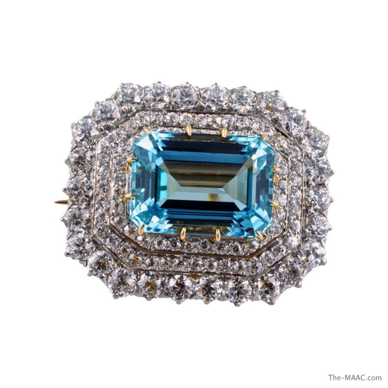 Tiffany & Co., Aquamarine and Diamond Brooch