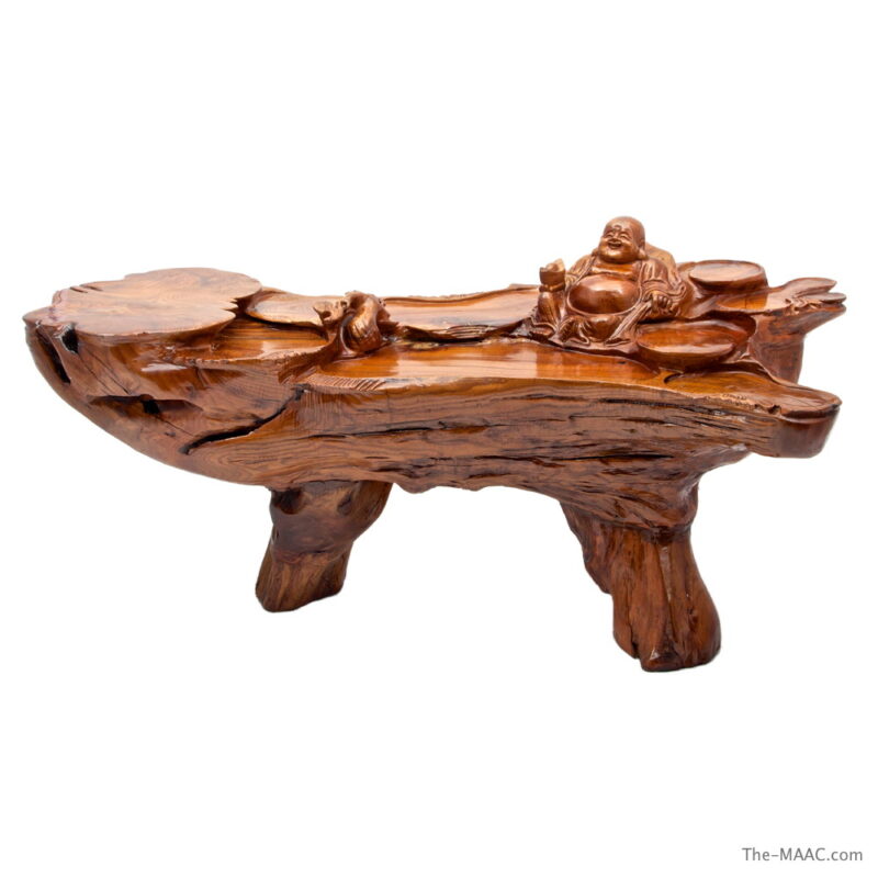 Tree Trunk Coffee Table with Buddah Motif