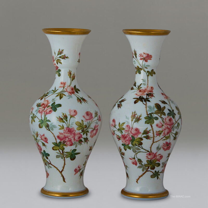 Pair of Baccarat Opaline Vases