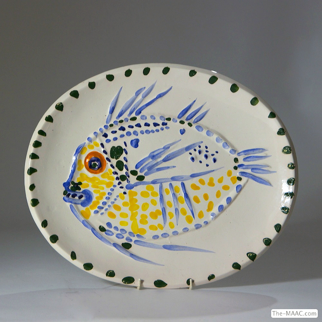 Pablo Picasso Pottery Platter “Poisson Fond Blanc.”