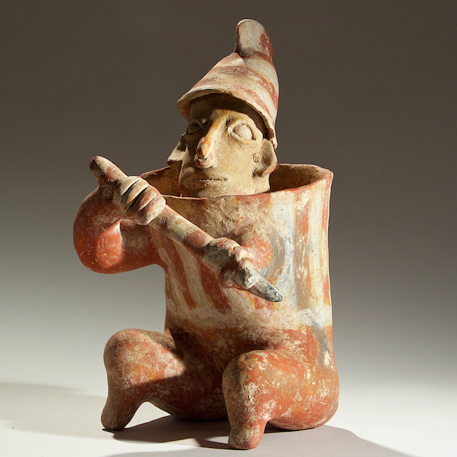 Pre-Columbian Jalisco Warrior. Pottery, Mexico, 100 B.C.  H:  15-3/4″