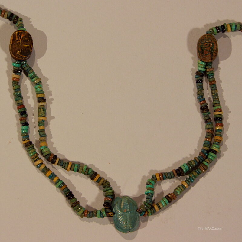 Egyptian Faience Necklace with Scarabs