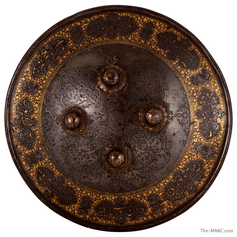 Middle Eastern Gold Inlaid Iron Shield