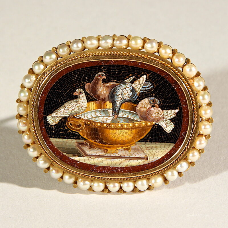 Antique Micro Mosaic Brooch