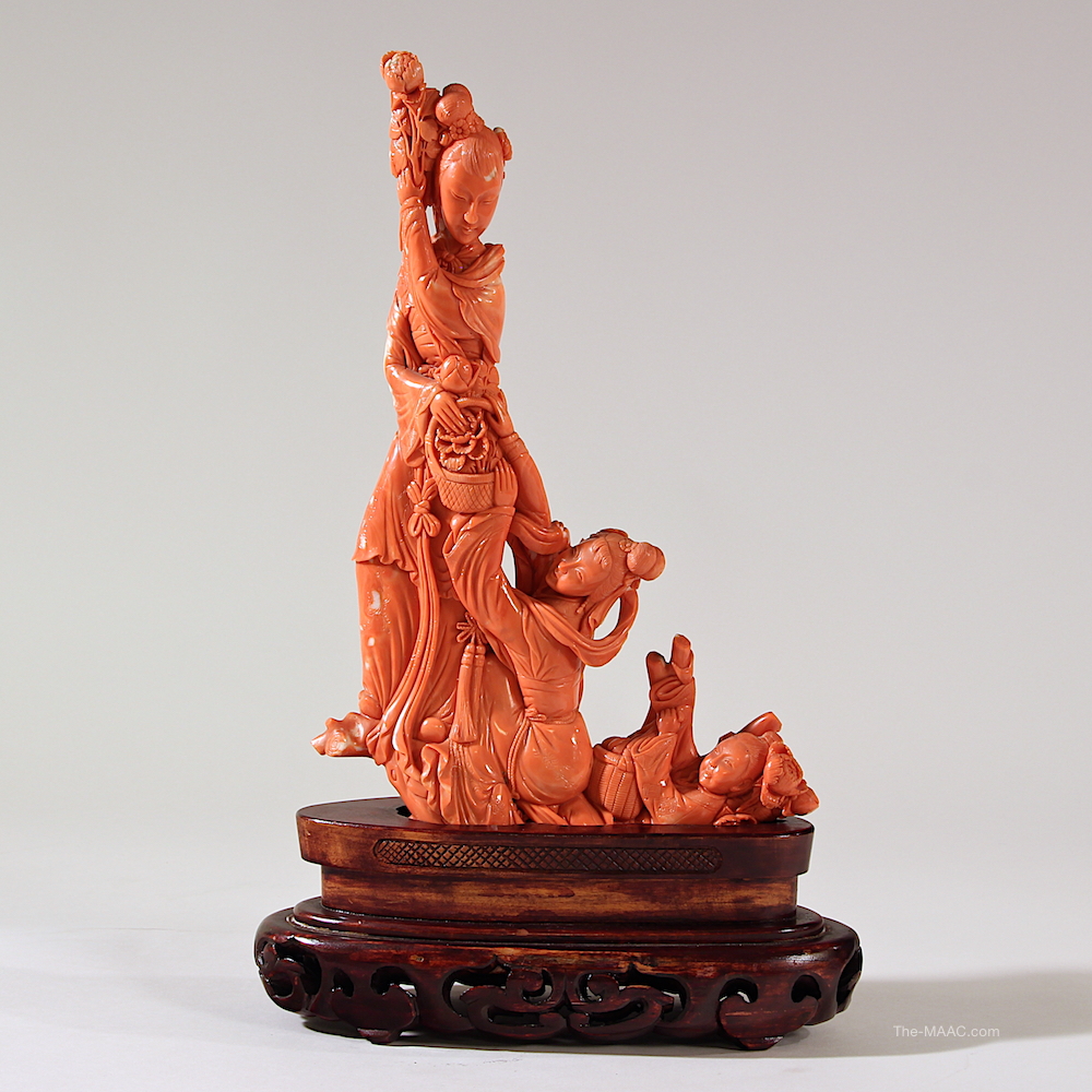 of coral figurine Value asian