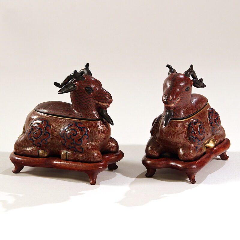 Pair of Chinese Cloisonne Enamel Sheep